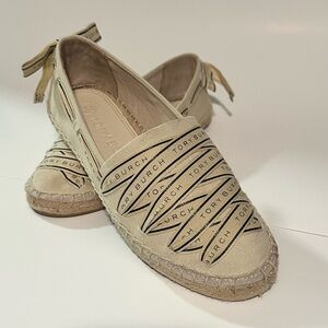 Tory Burch Beige Striped Espadrilles